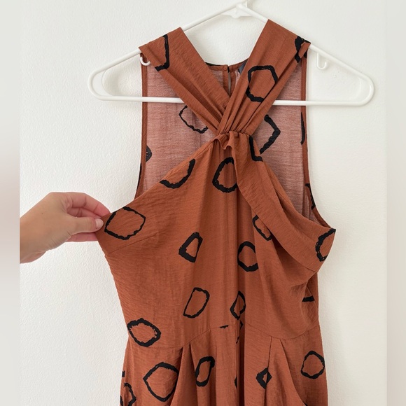 Anthropologie Eva Franco Faith Wide Leg Jumpsuit in Brown Dot Size 6 - Picture 8 of 12